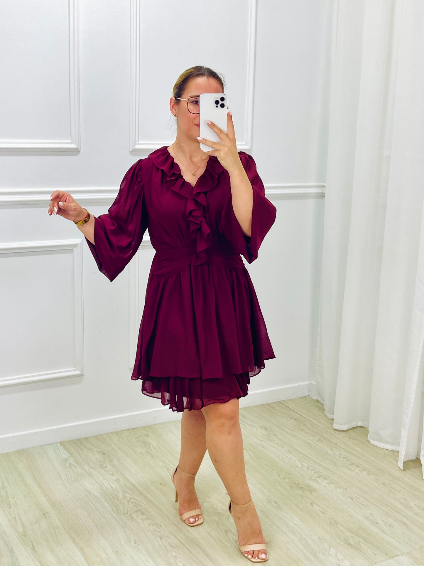 VESTIDO CURTO FLUIDO BORDEAUX