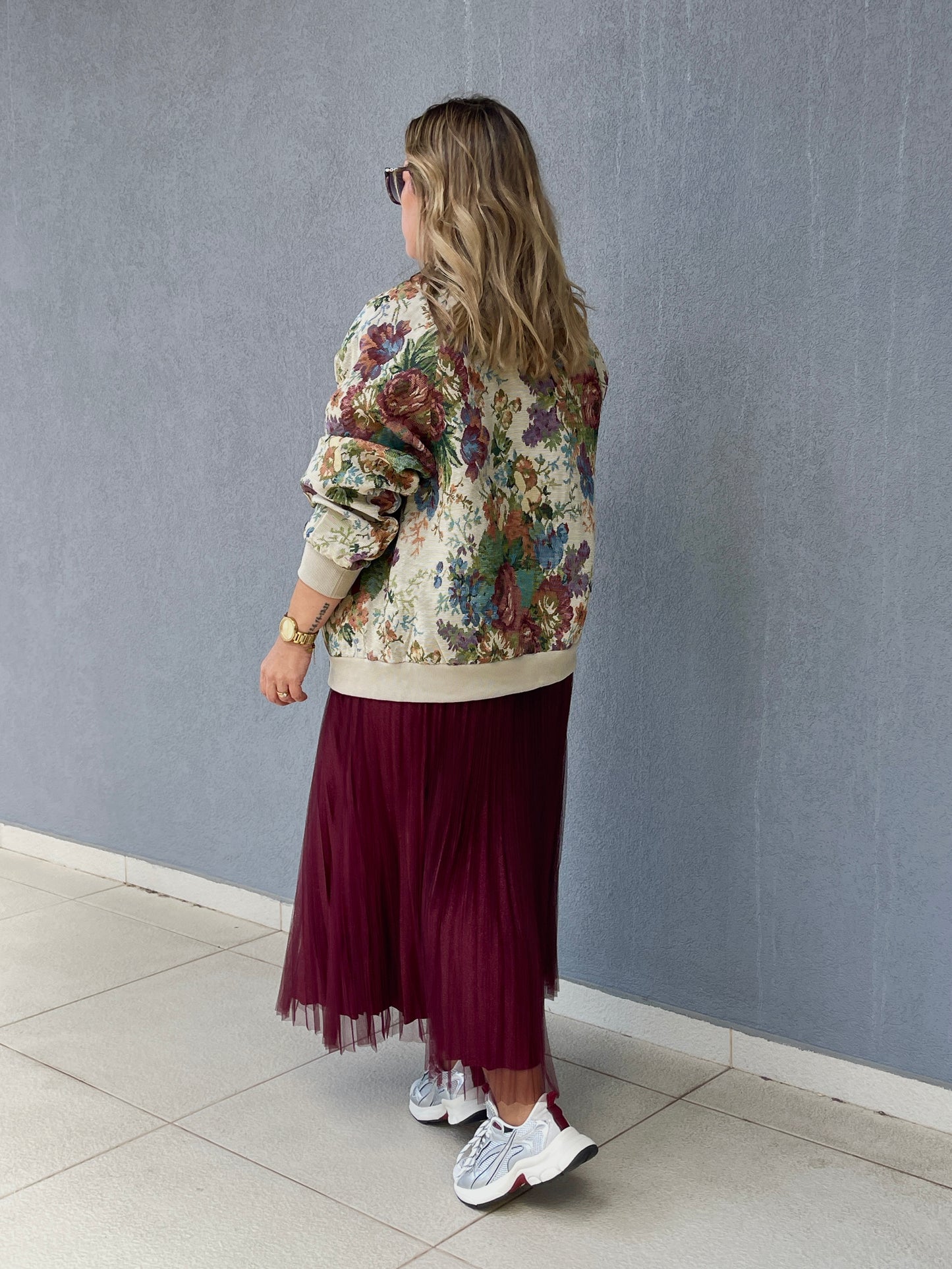 BOMBER FLORAL TEXTURIZADO