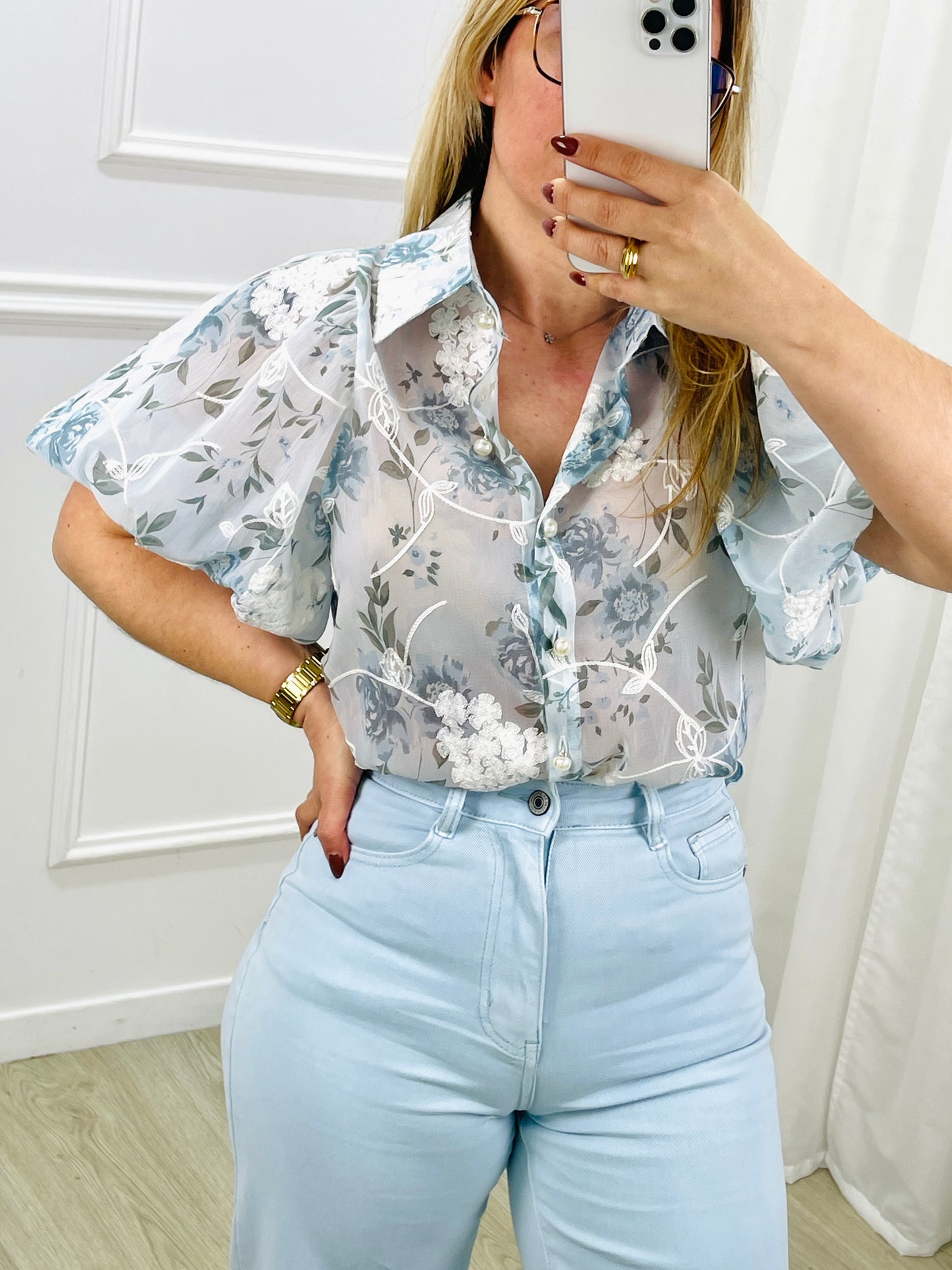 CAMISA FLORAL AZUL