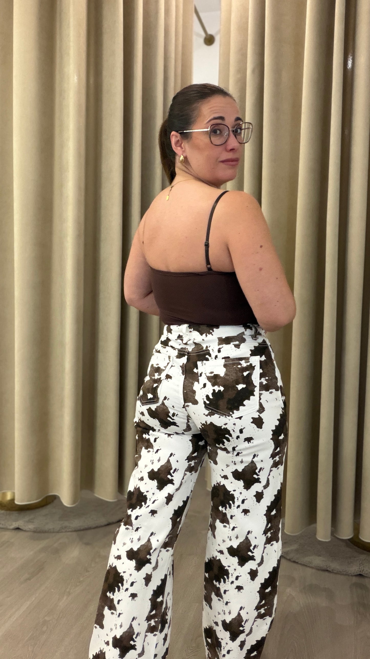 CALÇA WIDE LEG COW PRINT