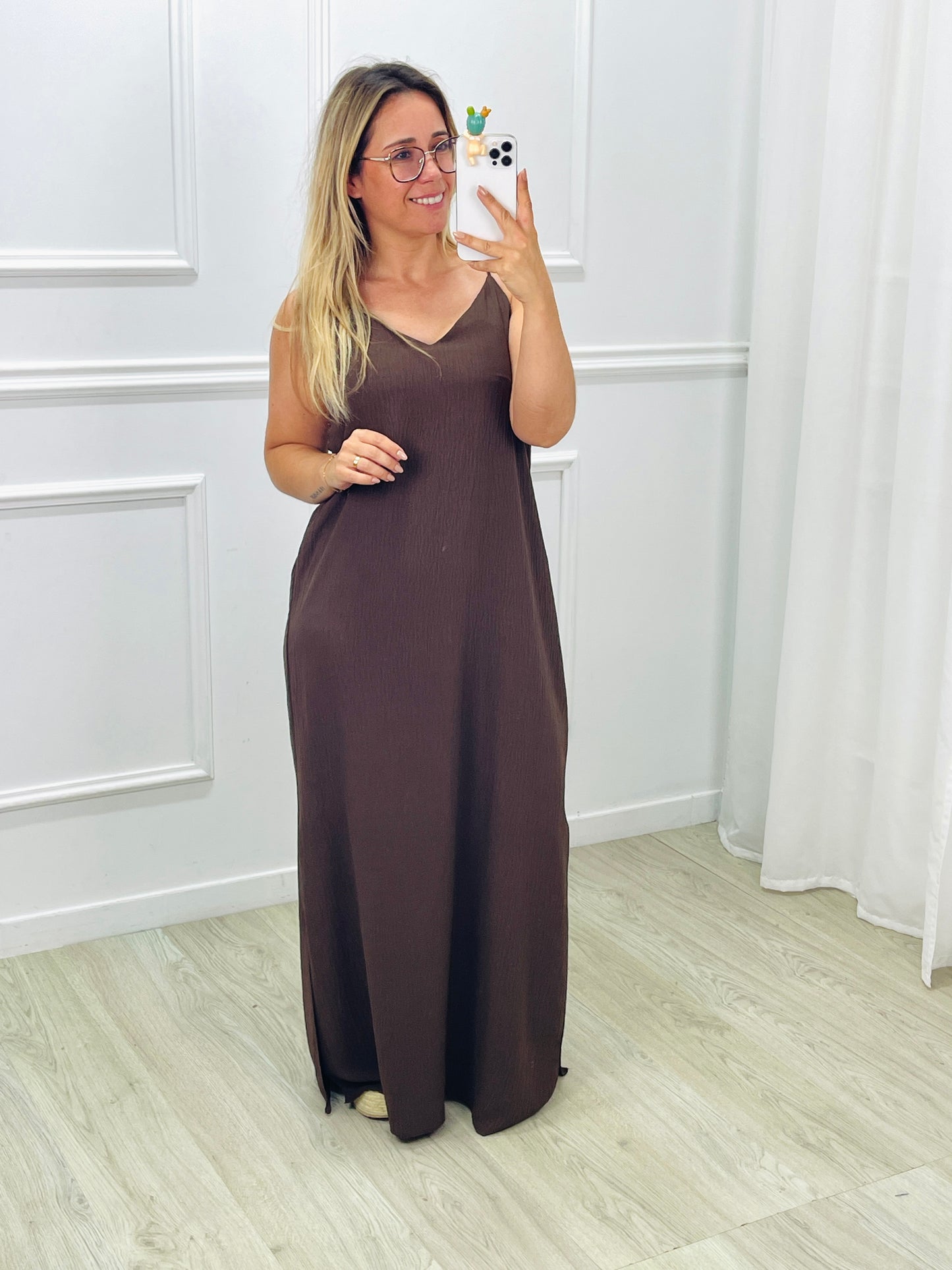 VESTIDO COMPRIDO DECOTE CRUZADO NAS COSTAS