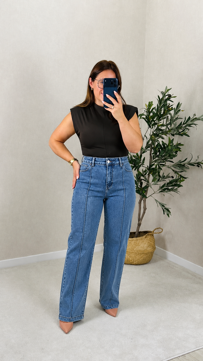 Jeans Azul com Cinta de Compressão