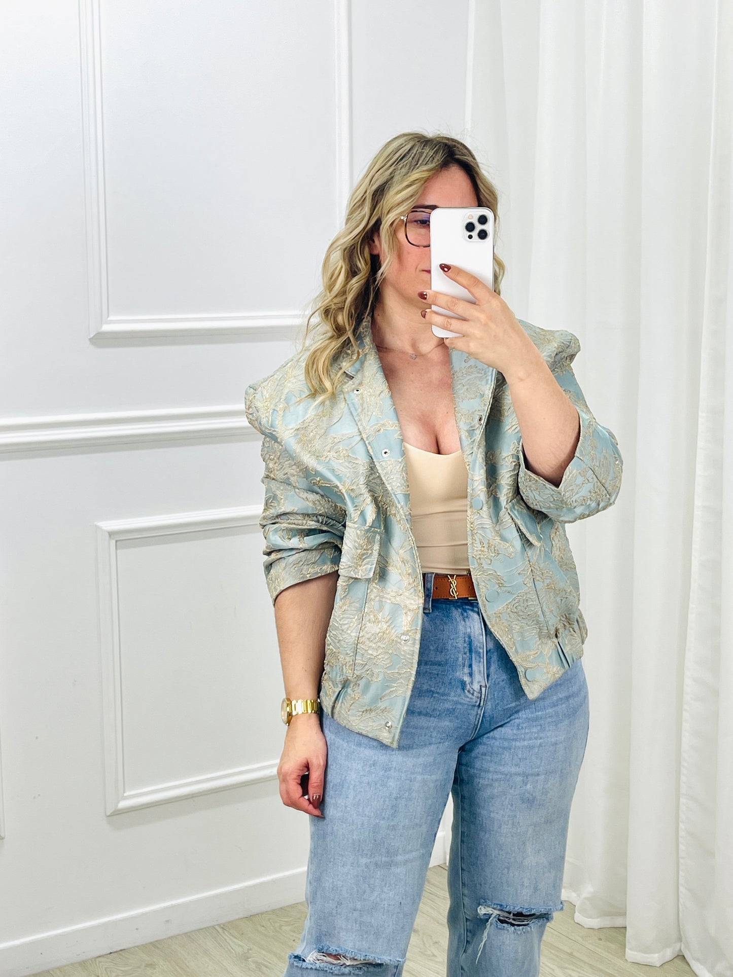 BOMBER ACETINADO BORDADO VERDE ÁGUA IVIVI