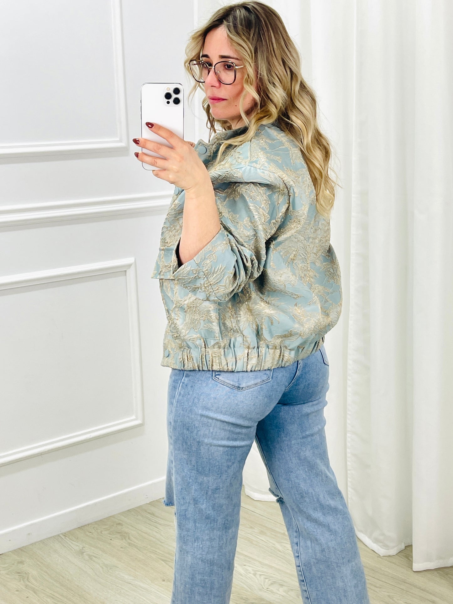 BOMBER ACETINADO BORDADO VERDE ÁGUA IVIVI