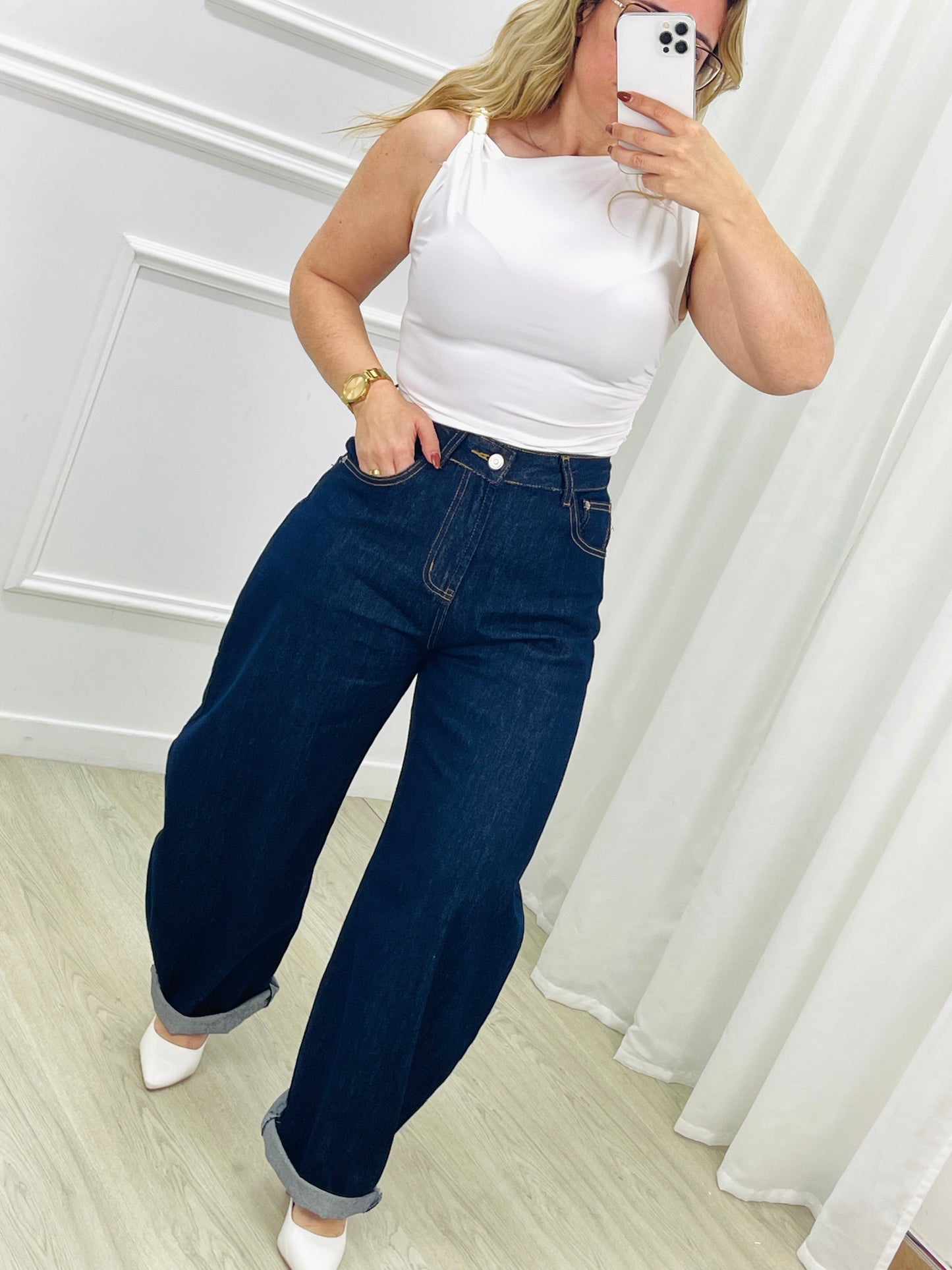 CAMISOLA DETALHE GOLD BRANCO