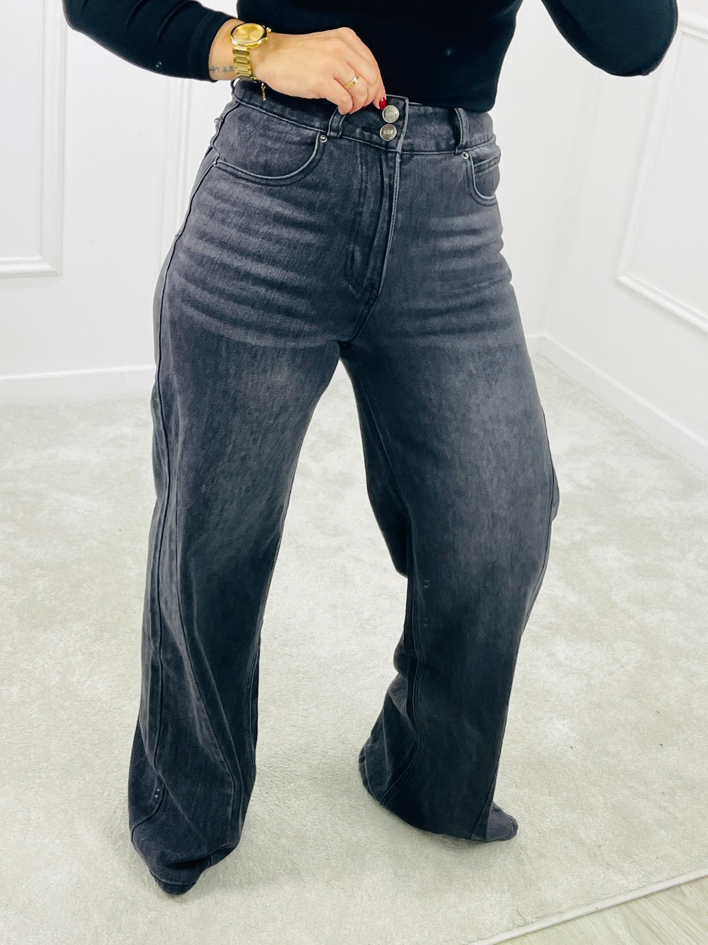 CALÇA WIDE LEG MONDAY PRETA