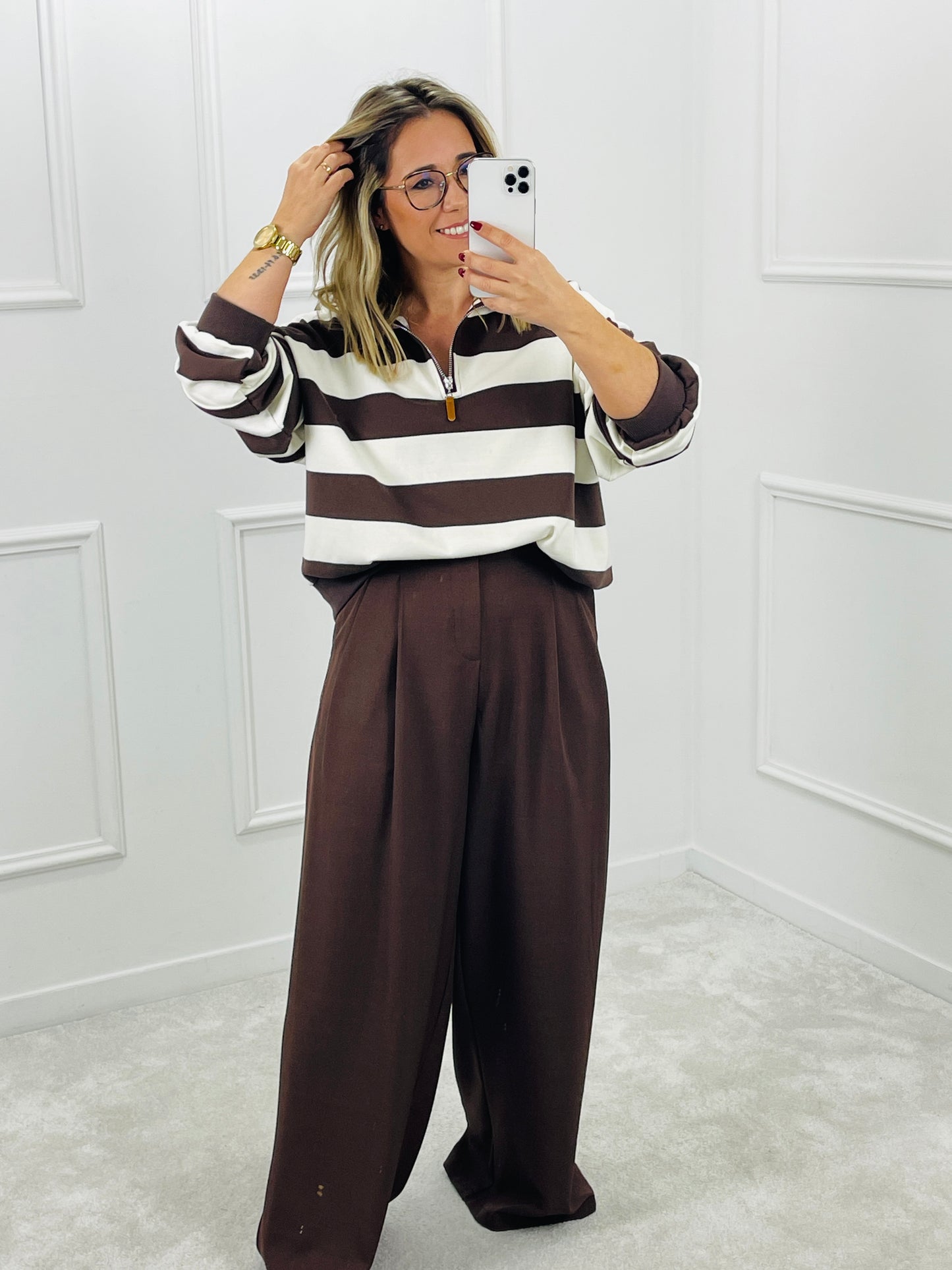 CALÇA WIDE LEG CASTANHA MOCHY