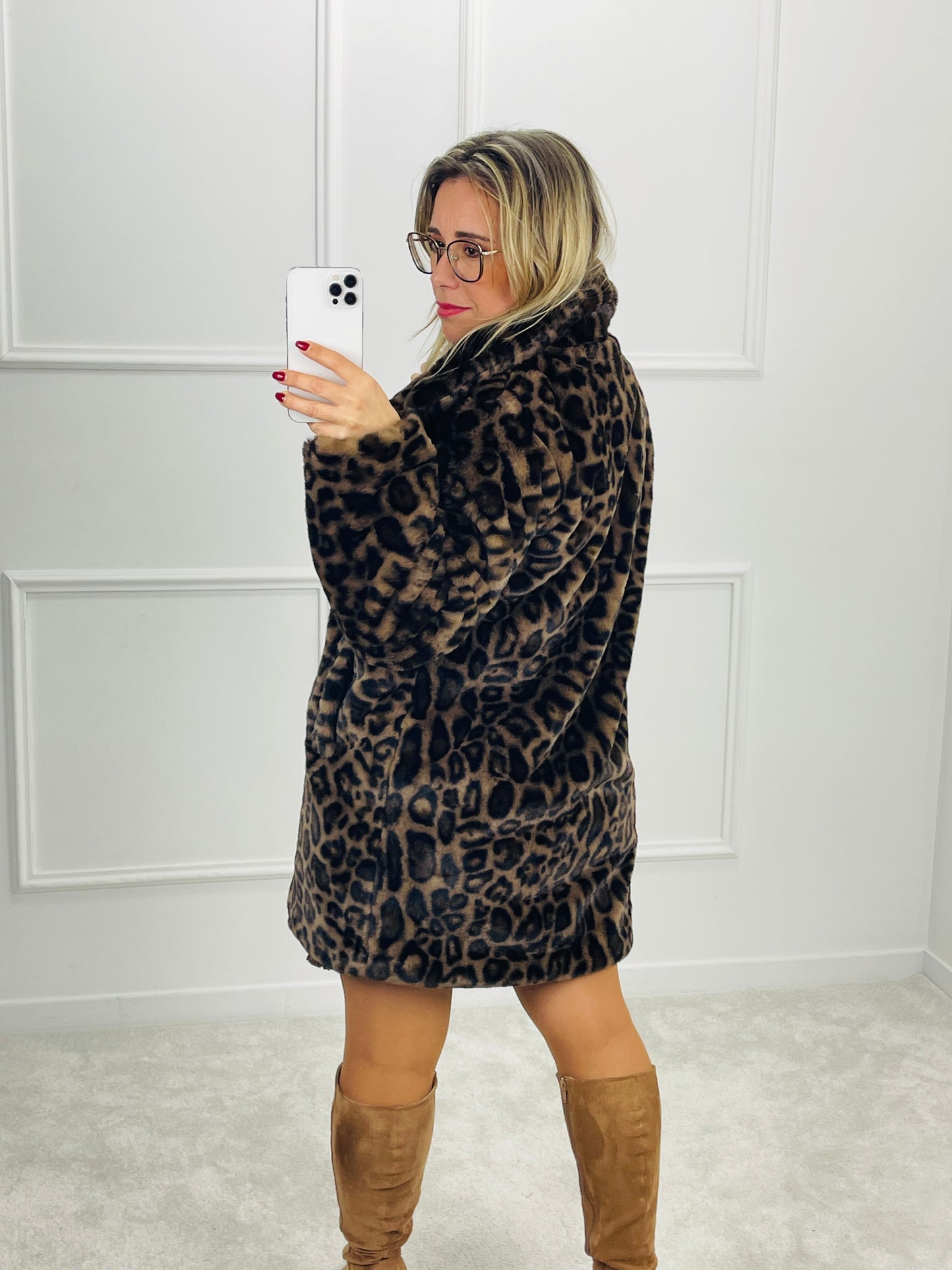 CASACO DE PELO ESTAMPADO LEOPARDO