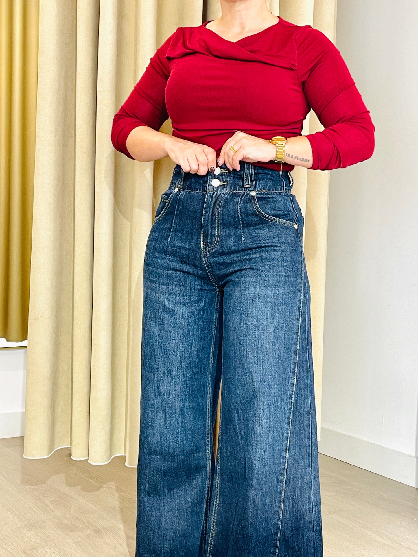 CALÇA WIDE LEG ESCURA