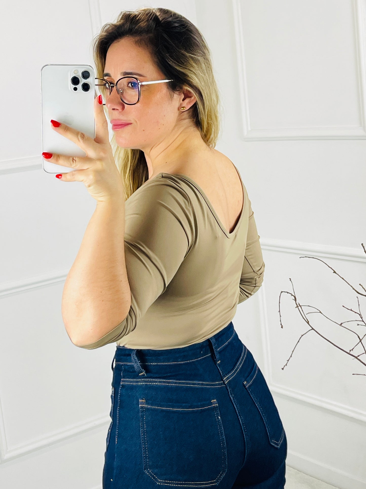 BODY V MANGA COMPRIDA TAUPE