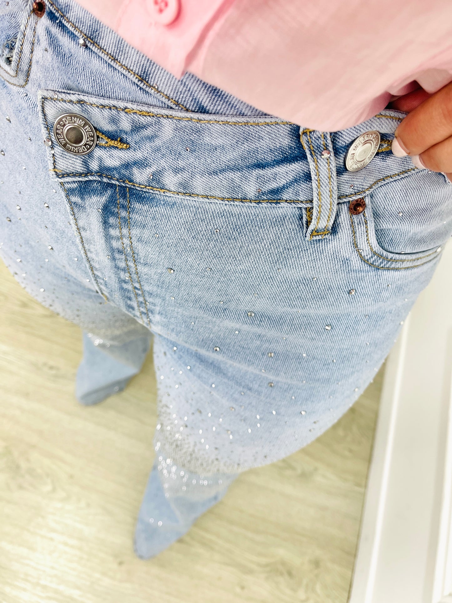 CALÇA DE GANGA WIDE LEG COM BRILHOS VSMISS