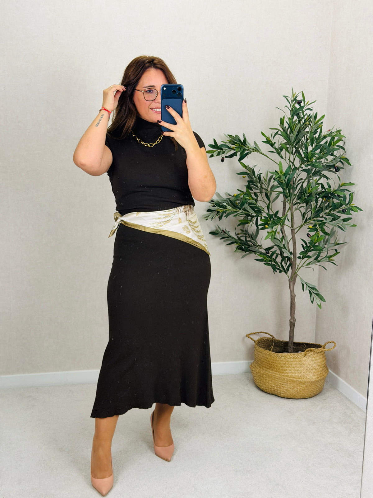 Conjunto de Malha Castanho