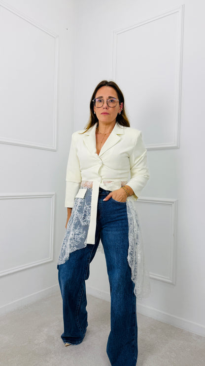 BLAZER ELEGANCE COM RENDA BRANCO MOCHY