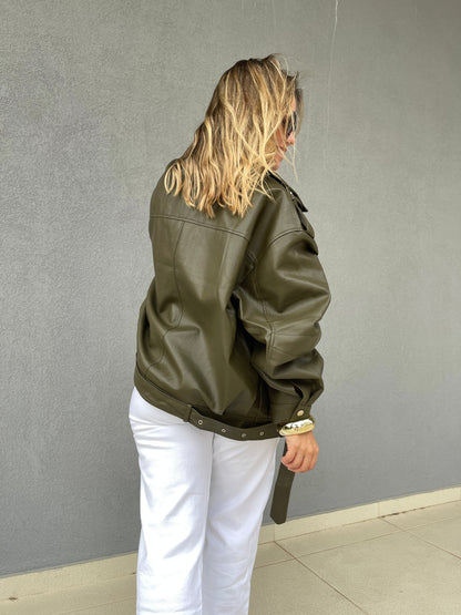BLUSÃO OVERSIZED ECOPELE VERDE