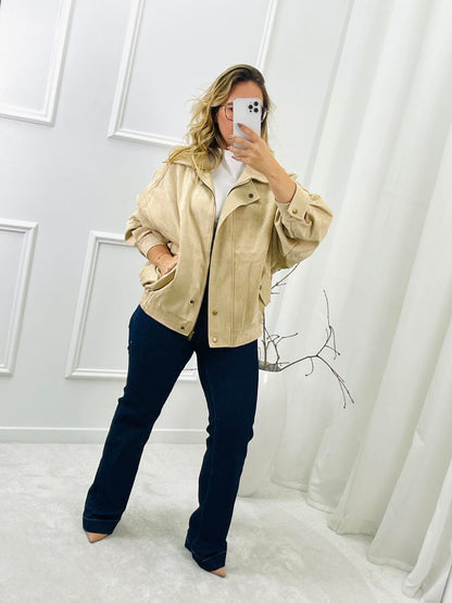 BLUSÃO EFEITO CAMURÇA BEGE