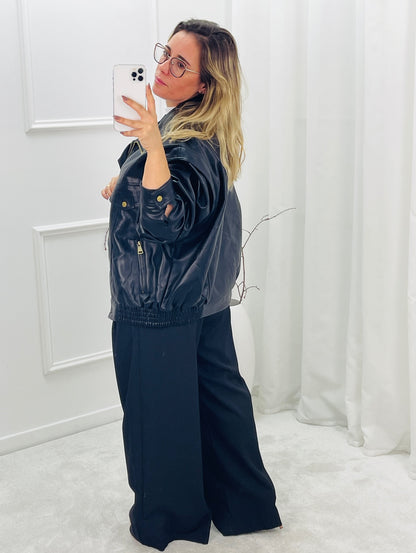 CASACO BIKER ECOPELE PRETO