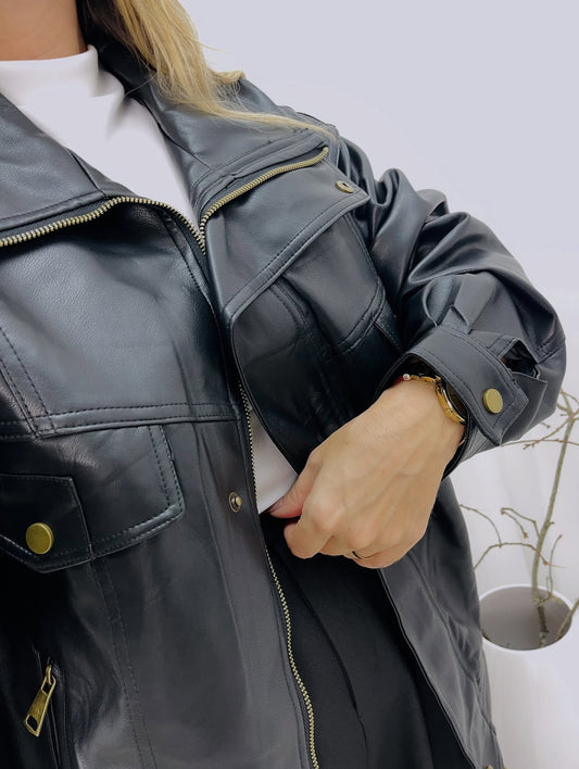 CASACO BIKER ECOPELE PRETO