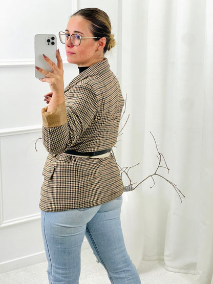 CHECKED BLAZER WITH APPLICATIONS