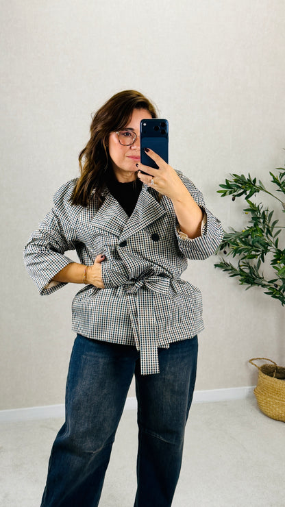 Trench Coat Xadrez Curto