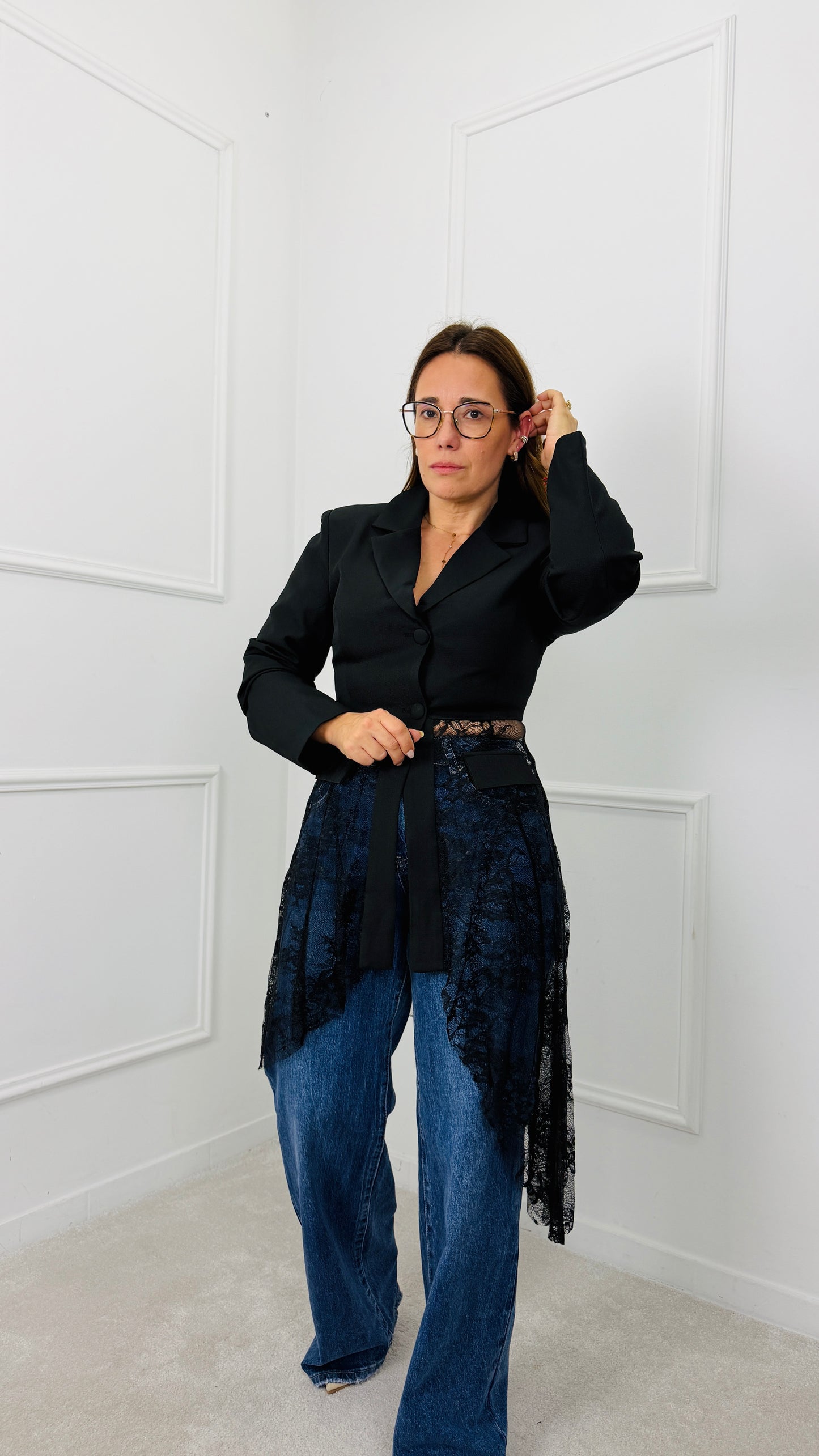 BLAZER ELEGANCE COM RENDA MOCHY PRETO