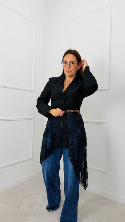 BLAZER ELEGANCE COM RENDA MOCHY PRETO
