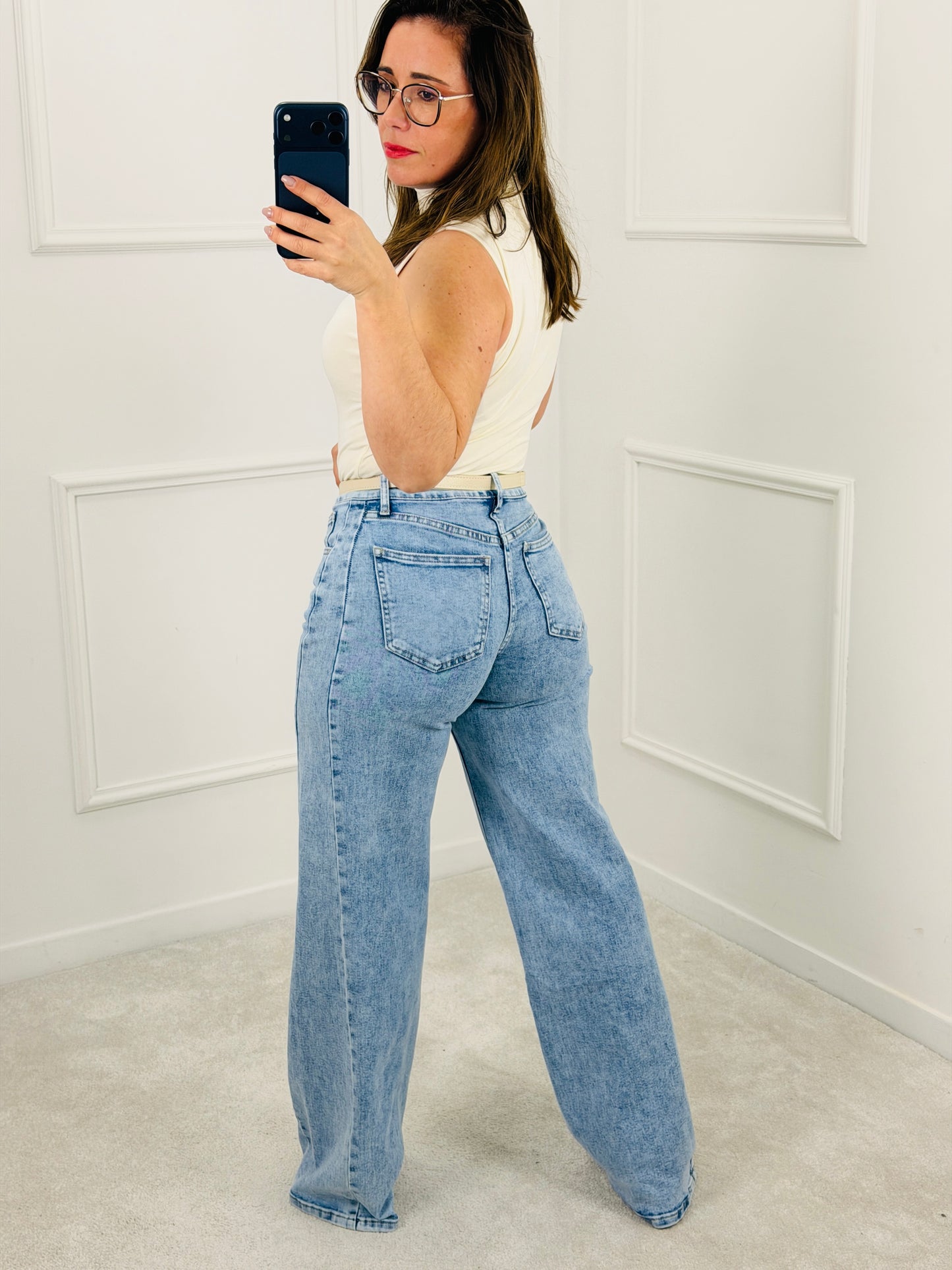 CALÇA DE GANGA WIDE LEG PUSH UP