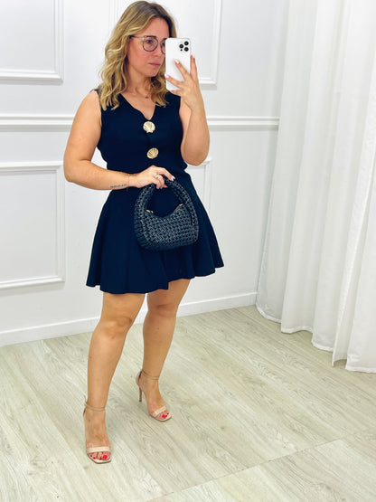 CONJUNTO COLETE E SAIA PREGAS