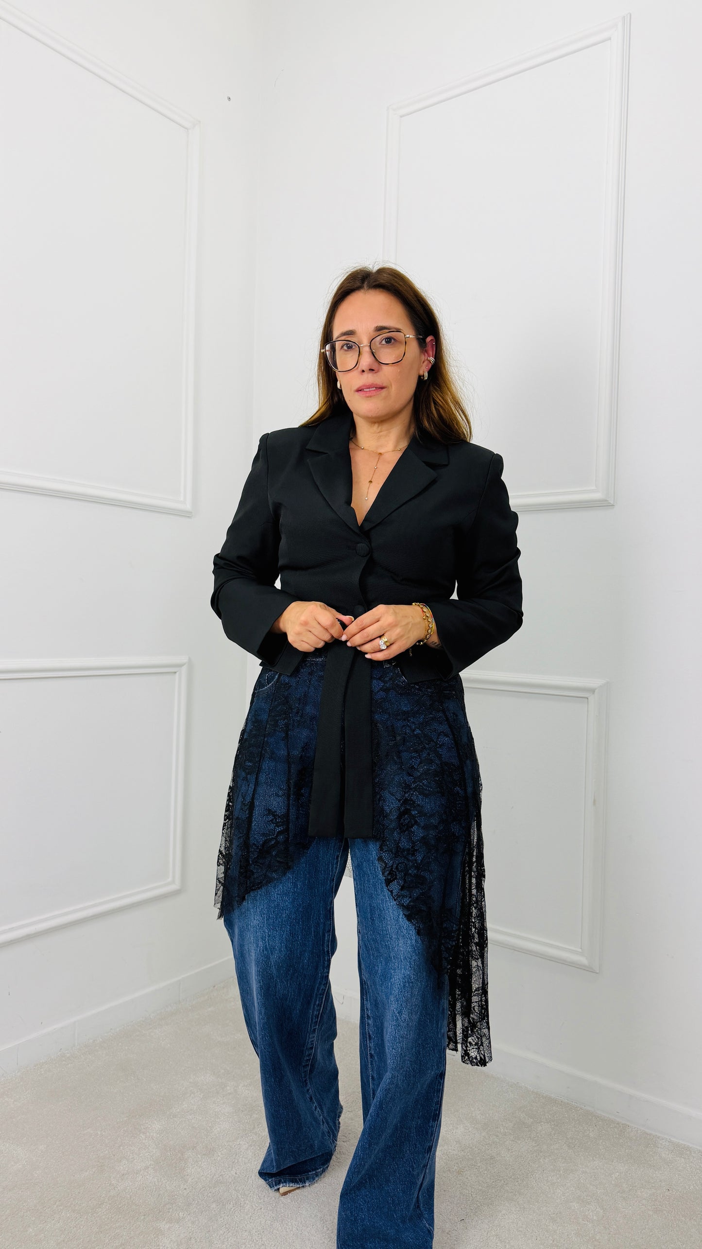 BLAZER ELEGANCE COM RENDA MOCHY PRETO