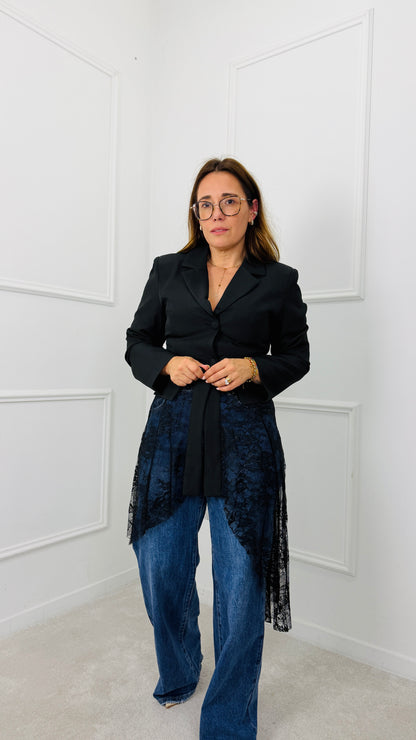 BLAZER ELEGANCE COM RENDA MOCHY PRETO