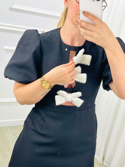 VESTIDO CURTO PRETO COM LAÇOS REMOVÍVEIS