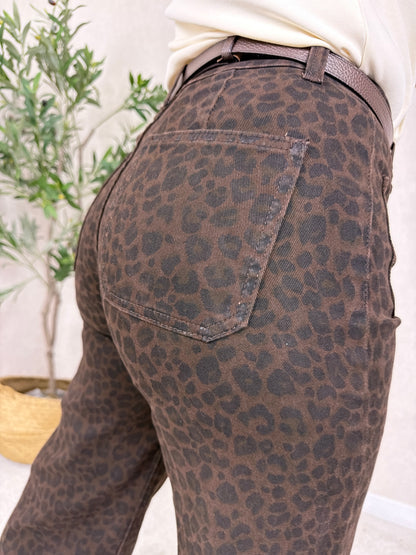 Calça Wide Leg Crop Leopard