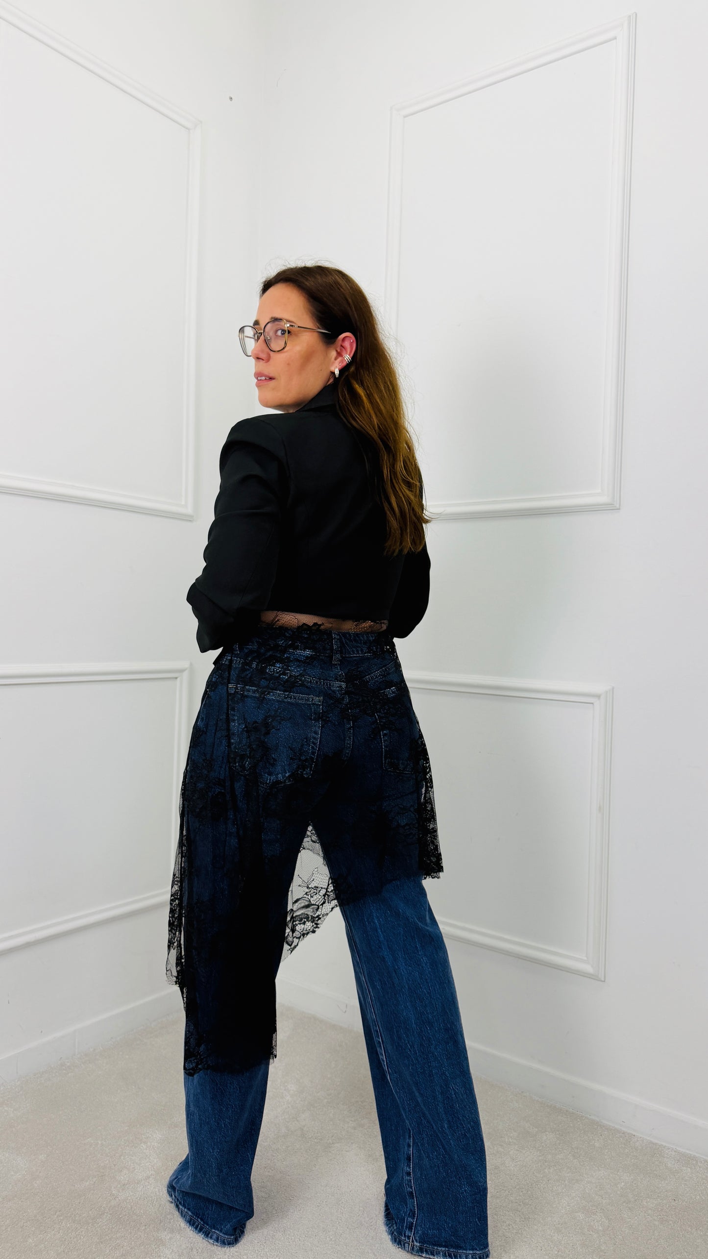 BLAZER ELEGANCE COM RENDA MOCHY PRETO