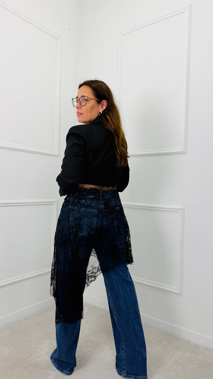 BLAZER ELEGANCE COM RENDA MOCHY PRETO