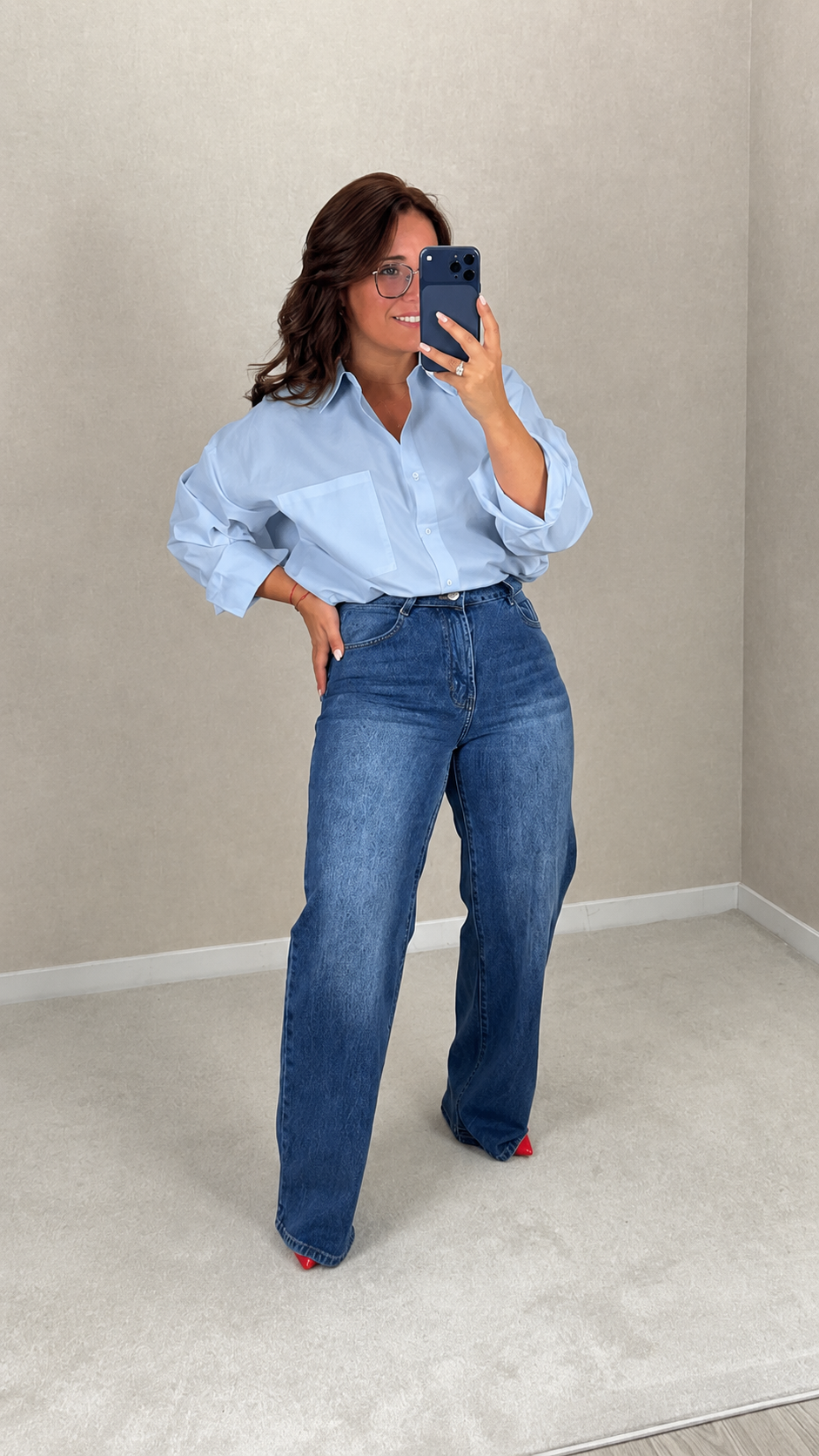 Camisa Básica Oversized Azul