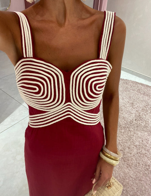 VESTIDO MACRAMÉ BORDEAUX