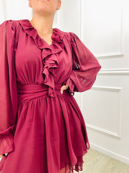 VESTIDO CURTO FLUIDO BORDEAUX