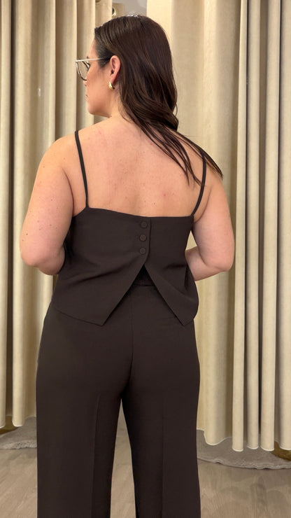 CALÇA FLUÍDA CASTANHO DRÔLE DE COPINE
