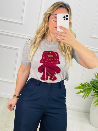 CAMISOLA DE MALHA FRIA COM URSO