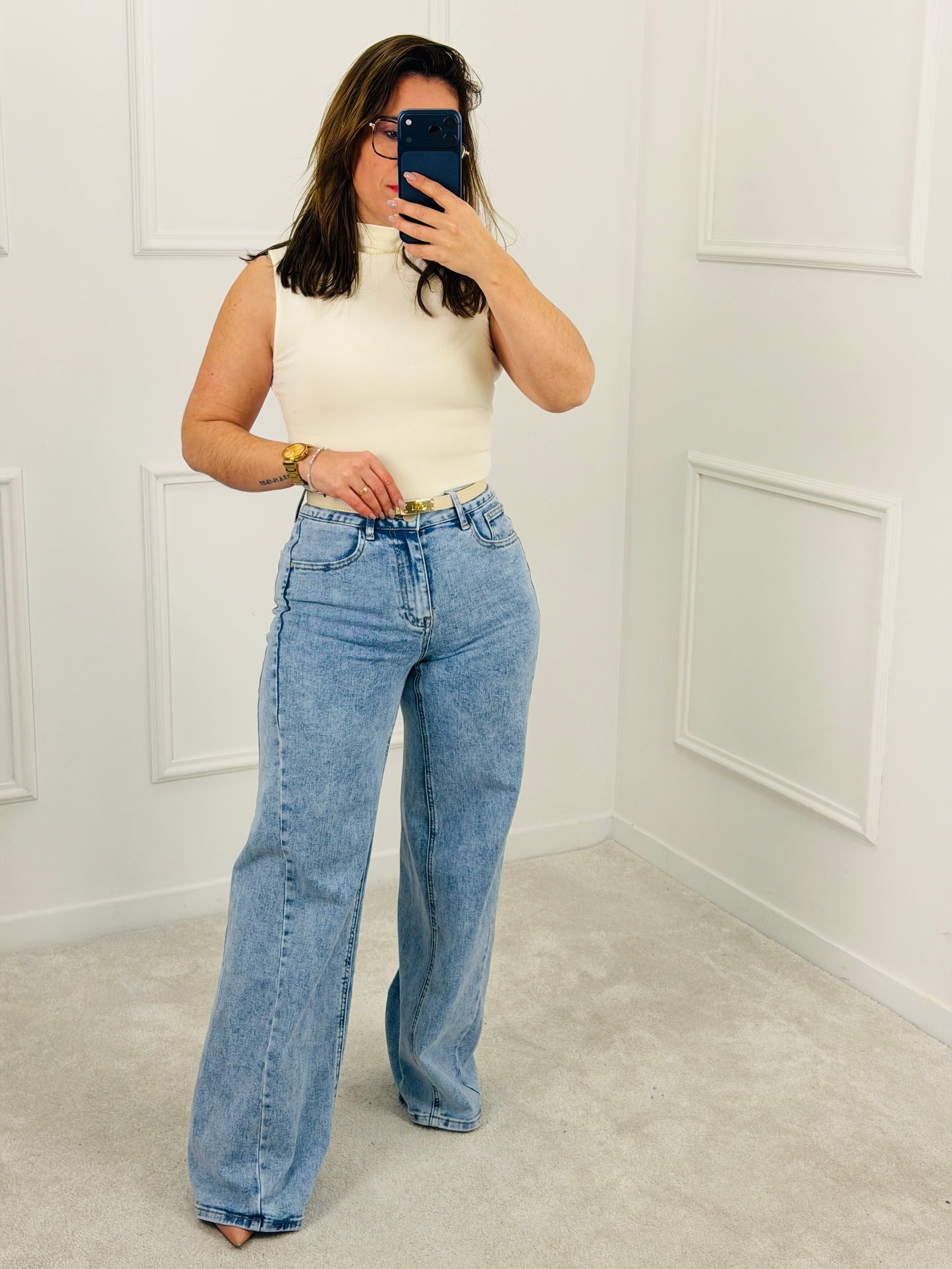 CALÇA DE GANGA WIDE LEG PUSH UP