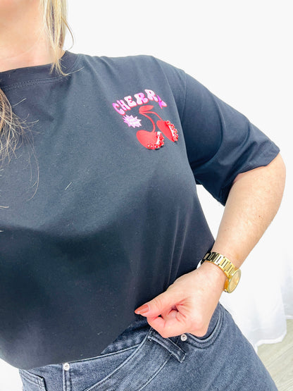 TSHIRT CHERRY PRETO