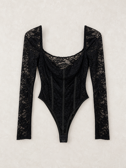 Body Renda Preto Elegante