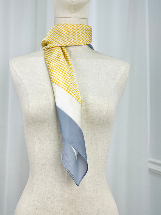 LENÇO ACETINADO XADREZ CINZA/AMARELO