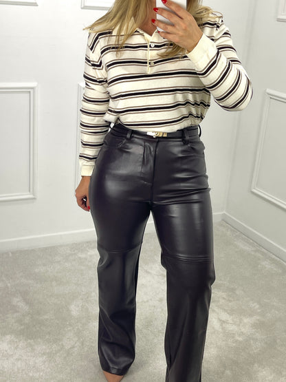 CALÇA ECOPELE CASTANHA COM CINTO