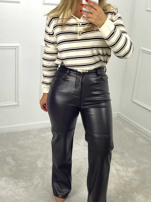 CALÇA ECOPELE CASTANHA COM CINTO