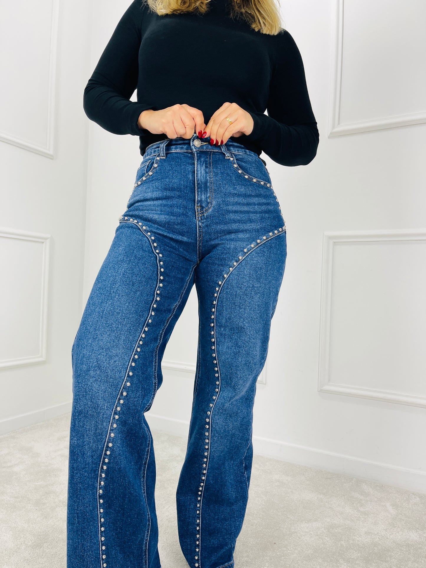 CALÇA GANGA WIDE LEG TACHAS