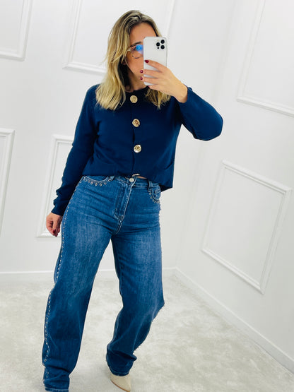 CALÇA BARREL COM TACHAS