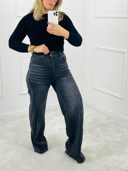 CALÇA WIDE LEG MONDAY PRETA