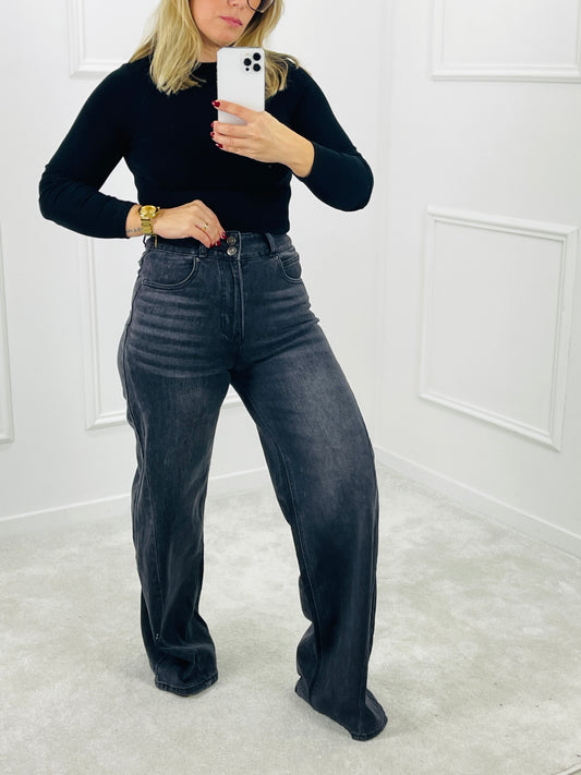 CALÇA WIDE LEG MONDAY PRETA