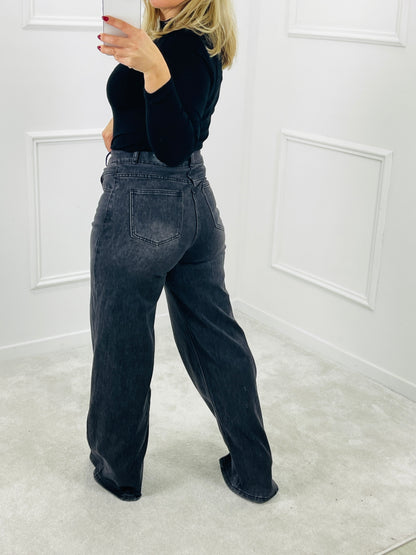 CALÇA WIDE LEG MONDAY PRETA