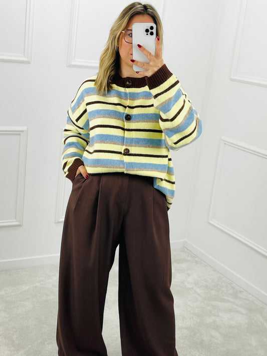 CARDIGAN AMARELO RISCAS